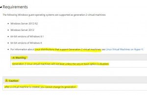 Hyper-V 2012 R2 now supporting Generation 2 Linux VM's!!!
