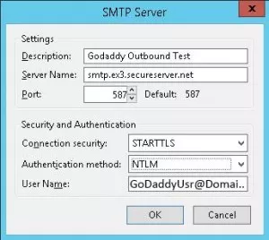 Unable to send emails through GoDaddy's hosted exchange